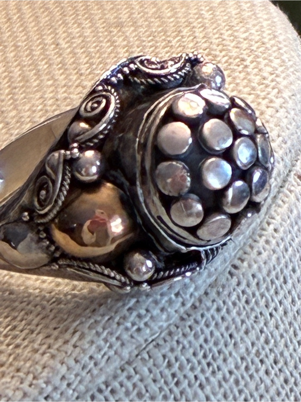 Handcrafted Dome Cluster Statement Ring - Sterling Silver & Copper
